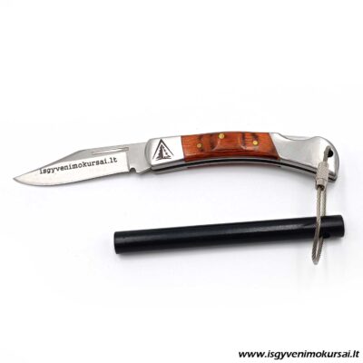 Išgyvenimo rinkinys, ugnies skeltuvas, ugnies skiltuvas, titnagas, kišeninis peilis, daiktai išgyvenimui