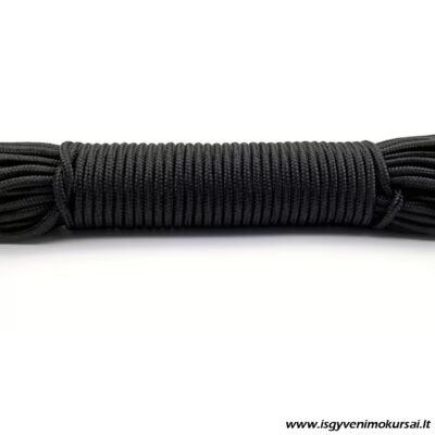 Juodos 3 mm stovyklavimo virvės pynimui, nėrimui