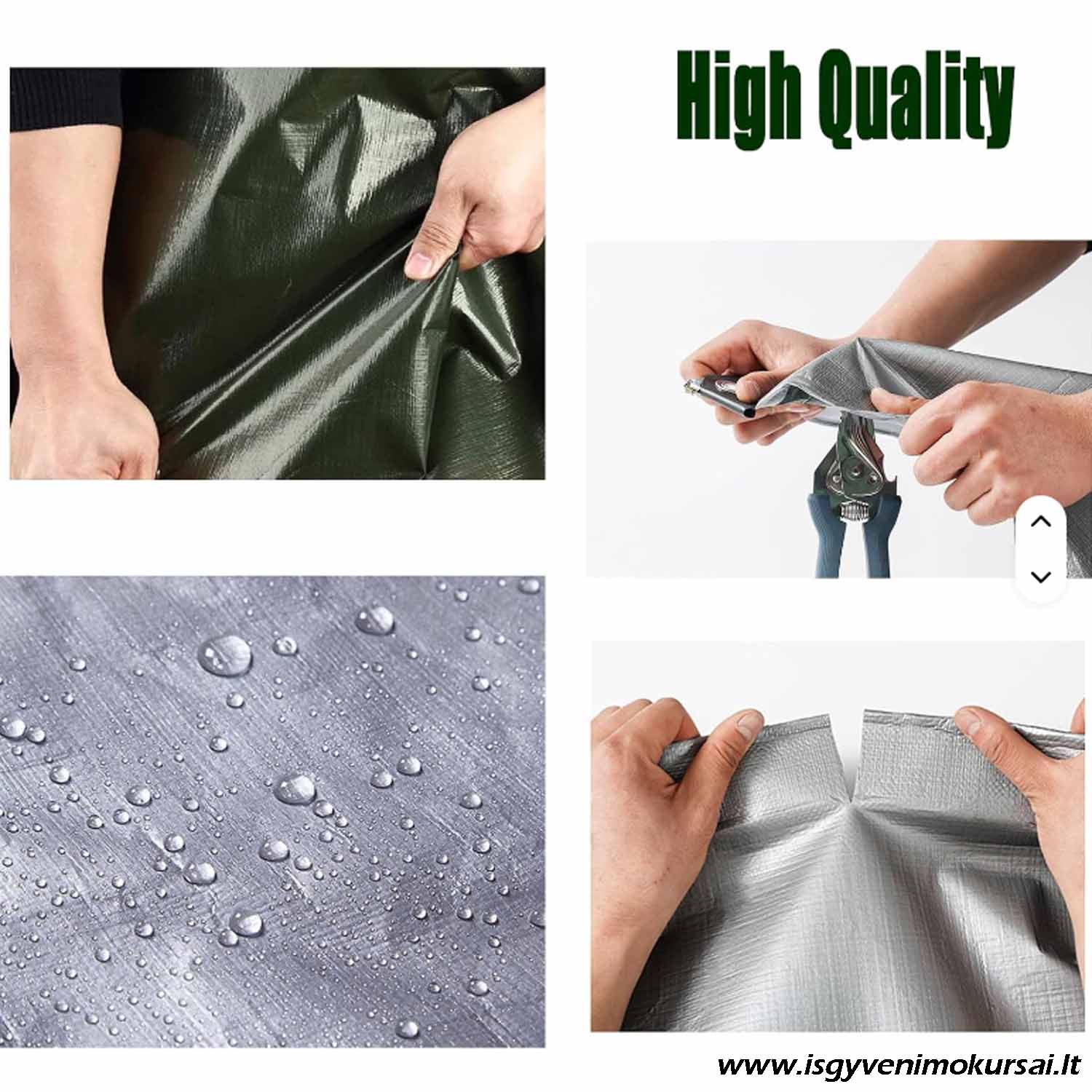 neperslampamas-tentas-2x3m-stovyklavimui-zalias Tvirtas tentas su metaliniais žiedais 2x3 m