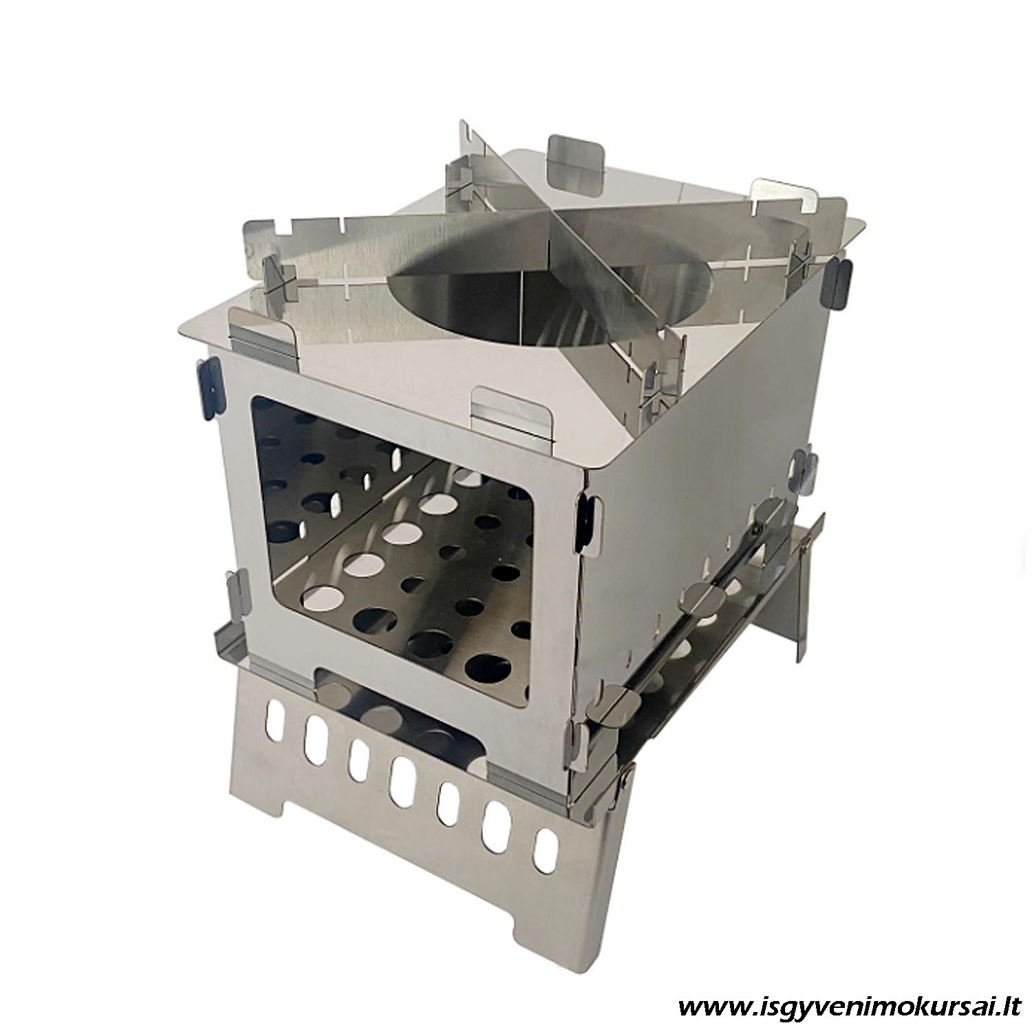 nerudijancio-plieno-turistine-krosnele-sulankstoma-lauko-krosnele Sulankstoma nerūdijančio plieno lauko krosnelė su transportavimo dėklu