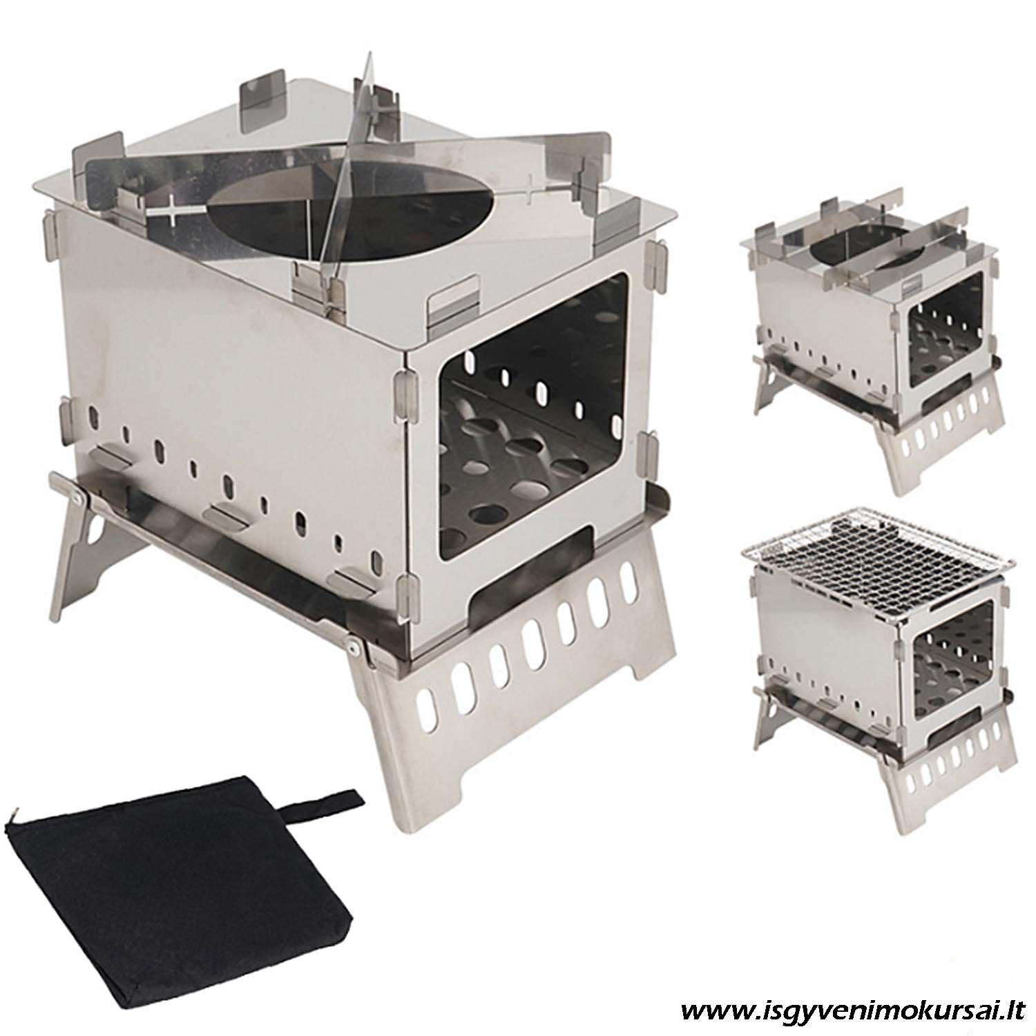 sulankstoma-lauko-krosnele-nerudijancio-plieno-turistine-krosnele Sulankstoma nerūdijančio plieno lauko krosnelė su transportavimo dėklu