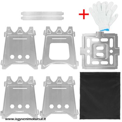 Surenkama, lengva, nerūdijančio plieno lauko krosnelė stovyklavimui