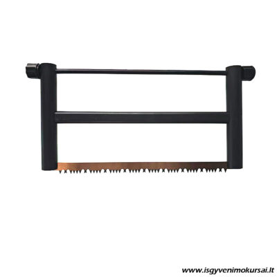 Surenkamas rankinis pjūklas medienai su metaliniu rėmu ir dantyta geležte